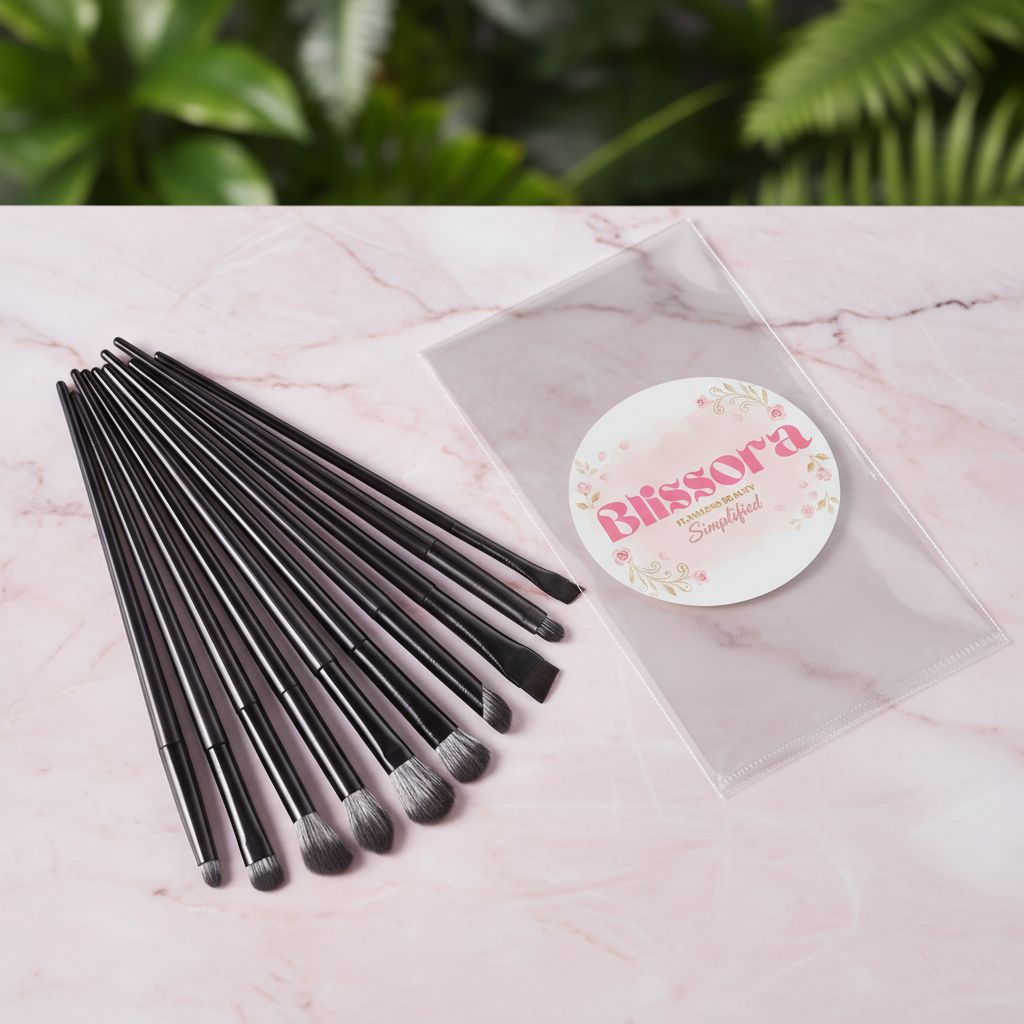 Black Brushes with Clear Plastic Sleeve and Blissora Sticker